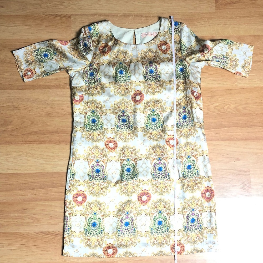 TRAFFIC PEOPLE gold bejeweled jewel print Dress M - Picture 12 of 14